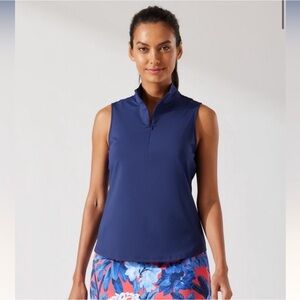 Tommy Bahama Blue Mandarin Collar Tank Top